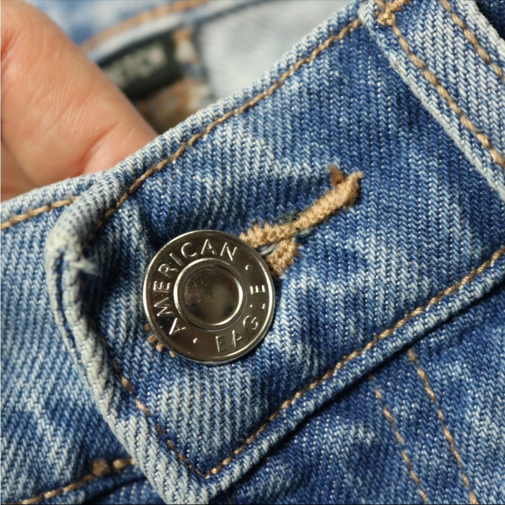 American Eagle Stretch '90s Bootcut Blue Jeans Mid Rise Ankle Slits size 2 - Picture 6 of 6